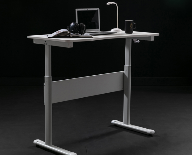 HC-GT-015 White Height Adjustable Metal Frame Office Desk